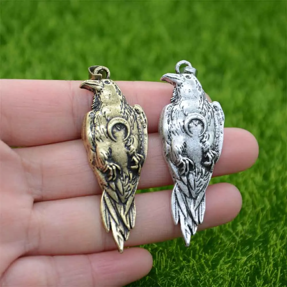 

Odin's Ravens Pendant Amulet With Crescent Moon Symbol Wicca Talisman Jewlery Necklaces Mens Womens Gifts Fashion Jewelry 2022