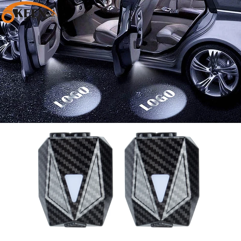 2pcs Wireless Led Car Movie Light Cartoon Dynamic Projection Lamp Car Door Atmosphere Projector Light Warning Light Animation