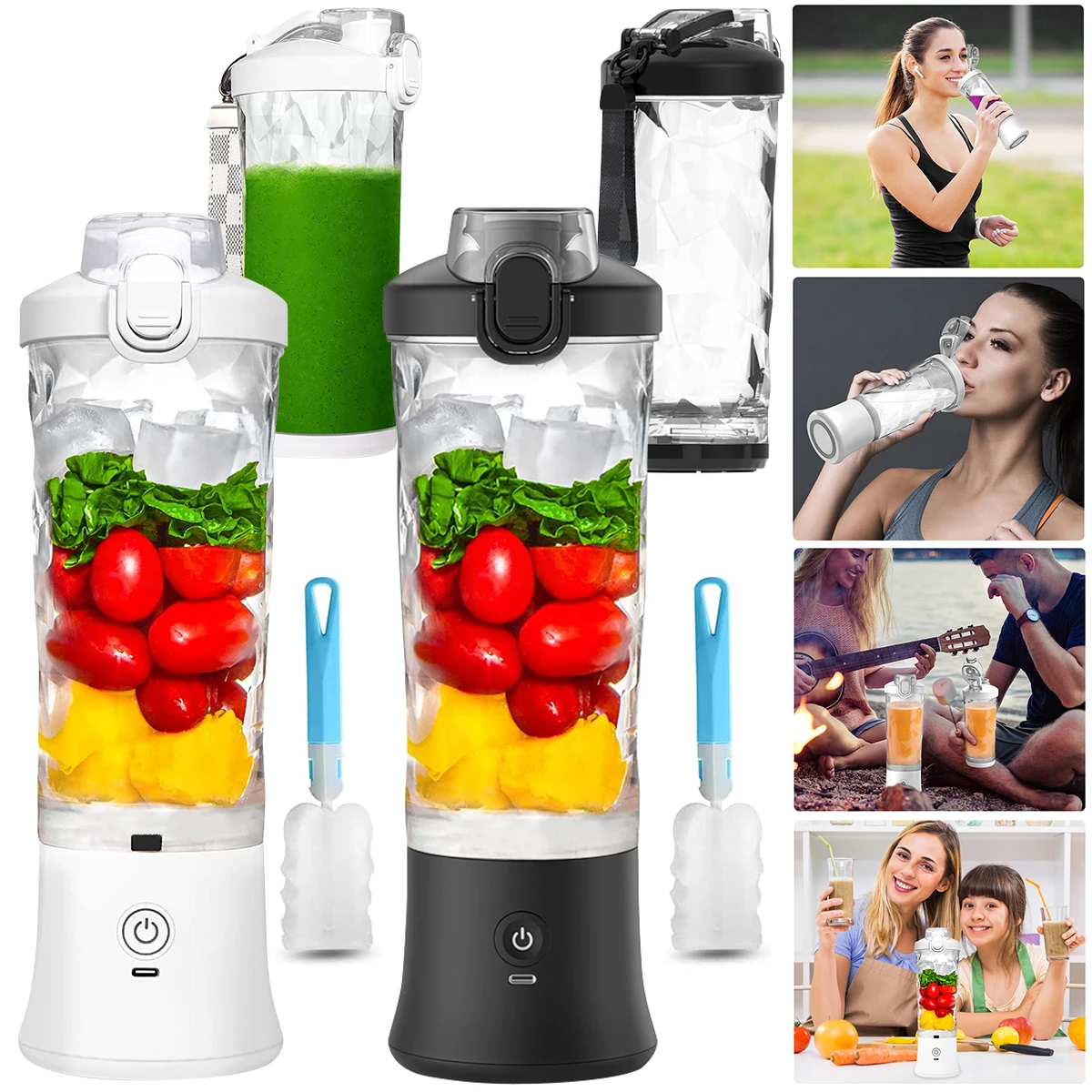 

Блендер портативный с 6 острыми лезвиями, 600 мл/20 унций, 4000 мАч