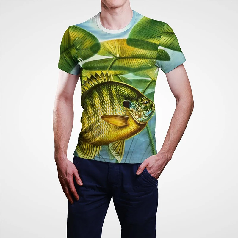 

Новая забавная футболка с 3D принтом рыбы для мужчин и женщин, летняя модная повседневная крутая футболка с коротким рукавом для мальчиков и ...