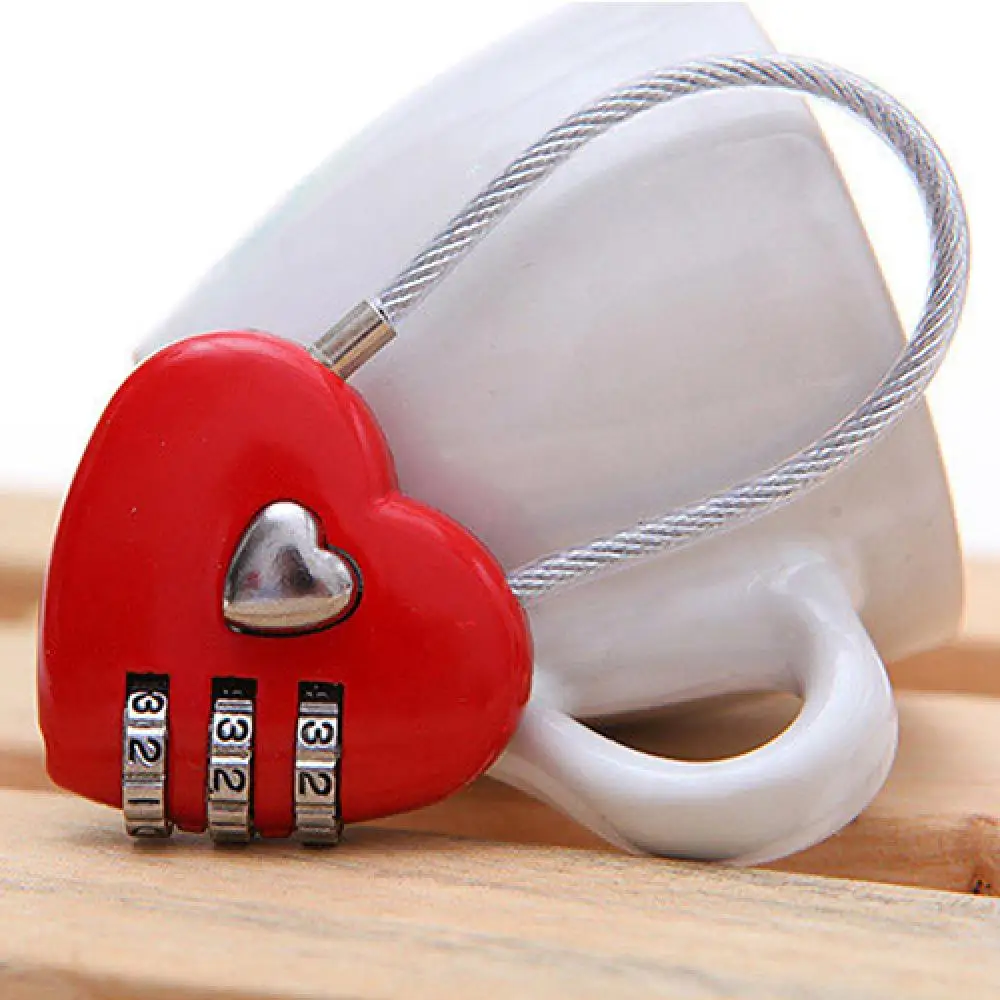 

Mini Heart Shape 3 Code Resettable Luggage Suitcase Bag Travel Lock Padlock