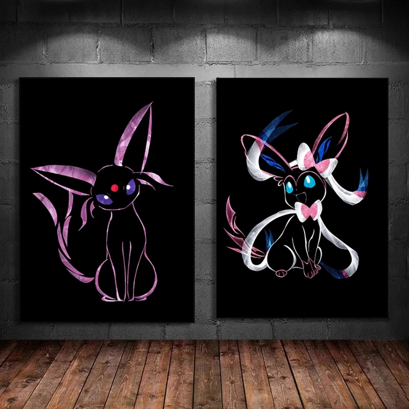 

Canvas Printing Pokemon Sylveon Hanging Cartoon Character Picture Comics Pictures Cuadros Best Gift Kid Action Figures Classic