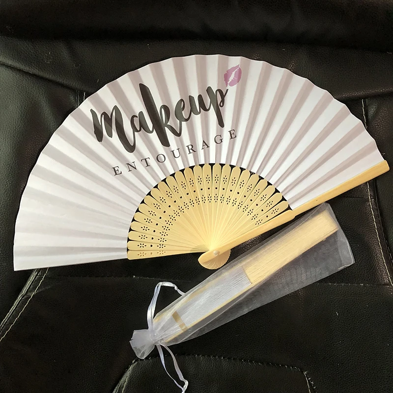 100 шт. китайский бамбуковый складной веер для женщин бумажные вееры печати на