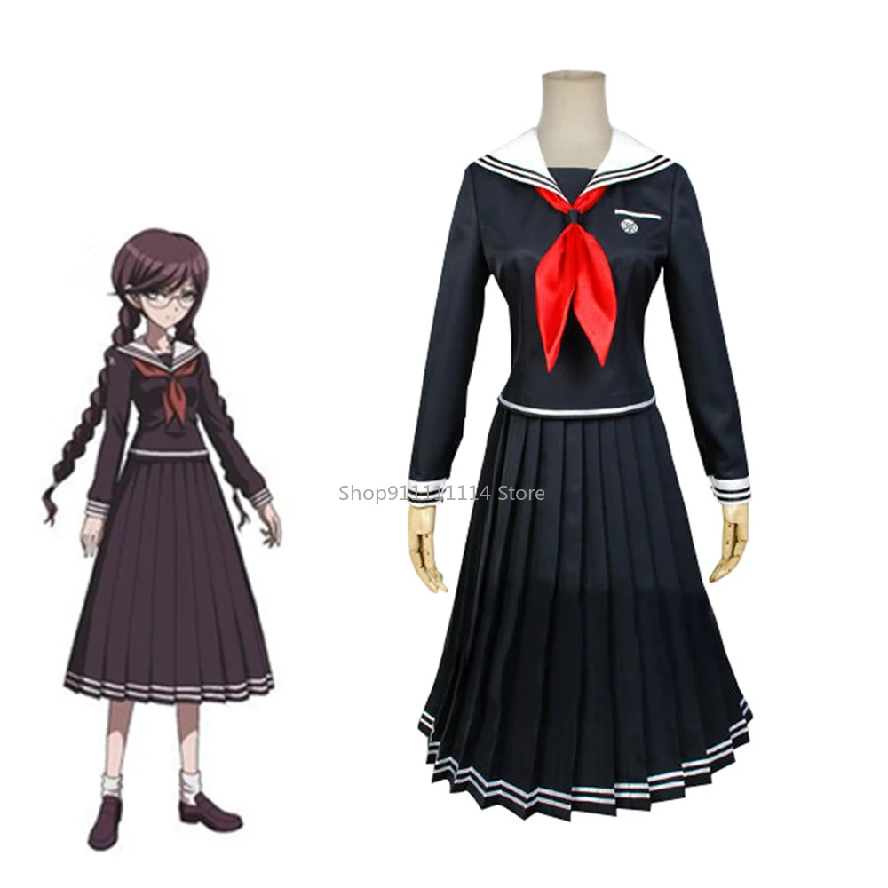 

Danganronpa Toko Fukawa Dress Suit Cosplay Sailor Costume Round Skirt Set Glasses Wig Dangan Ronpa Sailor Suit School Uniform