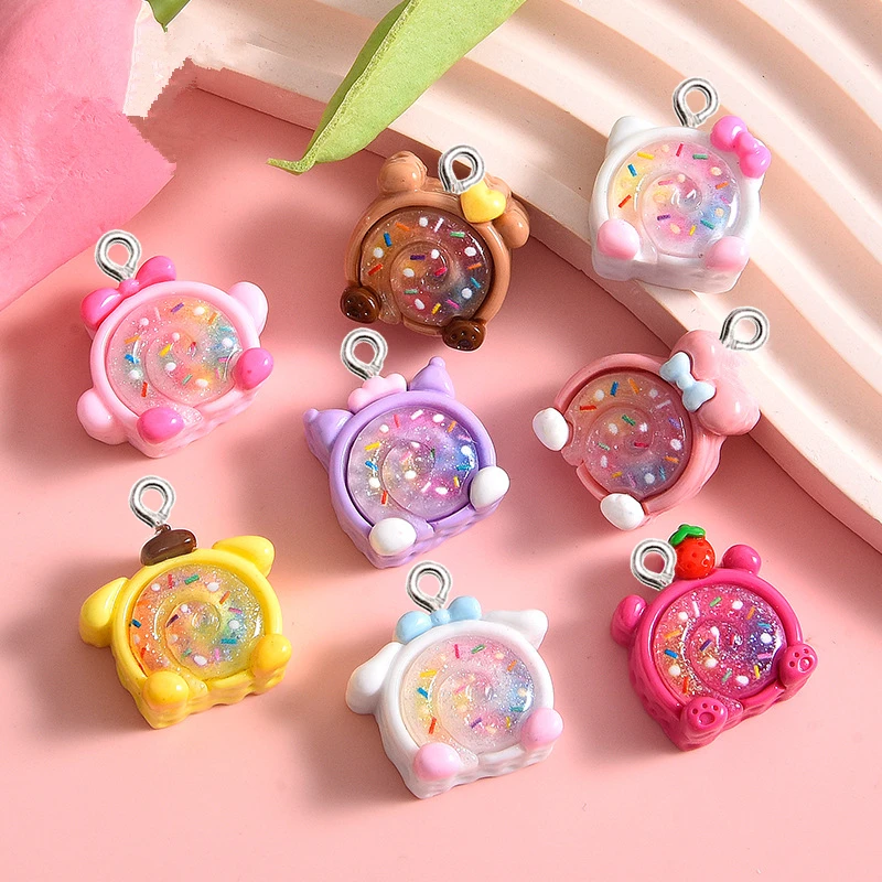 

10Pcs Catoon Annimal Cake Roll Resin Charms Kawaii Keychain Bracelet Decor Accessories Simulated Food Craft Pendant DIY Supplies
