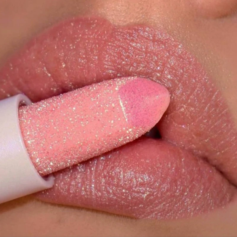 Glitter Matte Lipstick Waterproof Long Lasting Temperature Change Diamonds Lipstick Non Stick Red Pink  Lip Tint Makeup Cosmetic