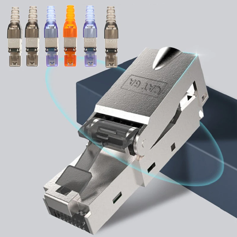 

Cat6A/Cat8 безинструментальная экранированная Хрустальная головка Ftp RJ45 разъем для завершения Cat7 разъемы Cat6A Модульные Разъемы 22-26AWG