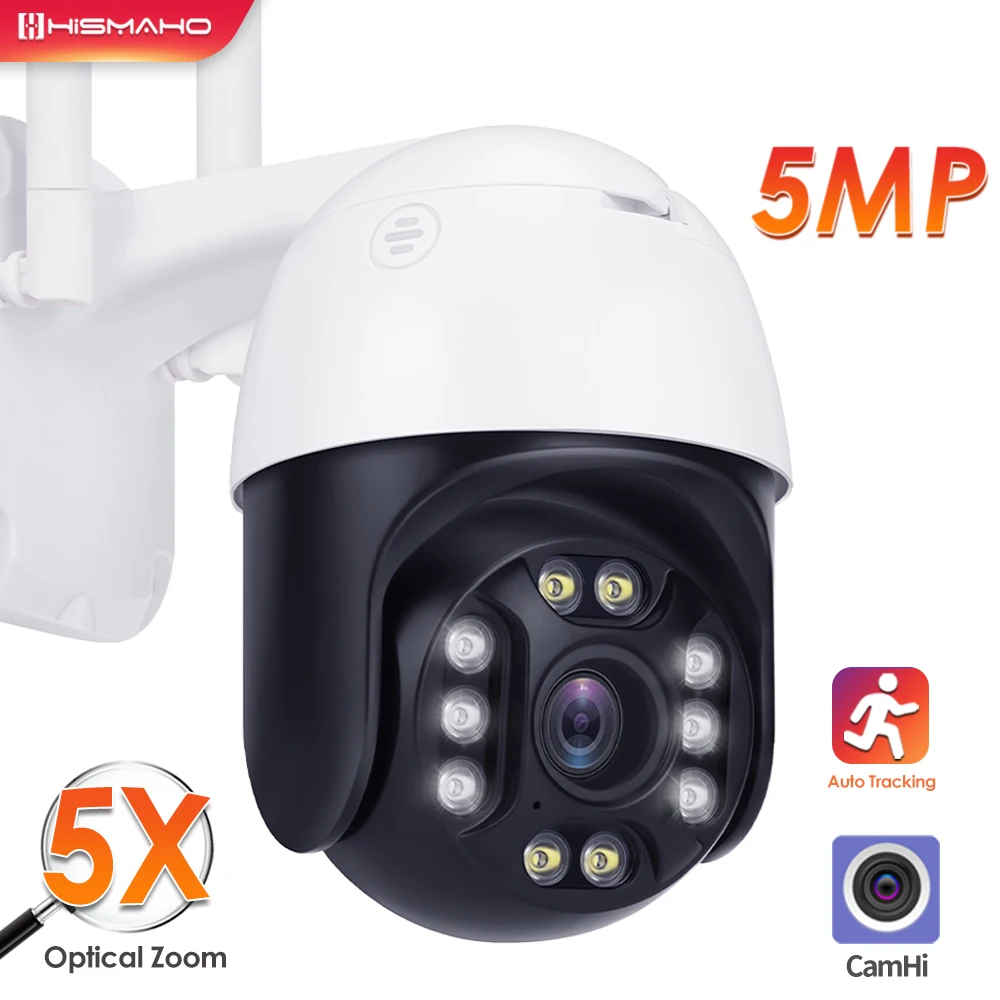 

Hismaho 5MP IP Camera WiFi Outdoor CCTV 1080P HD Home Security Protection Surveillance 5X Optical Zoom Auto Tracking PTZ Camhi