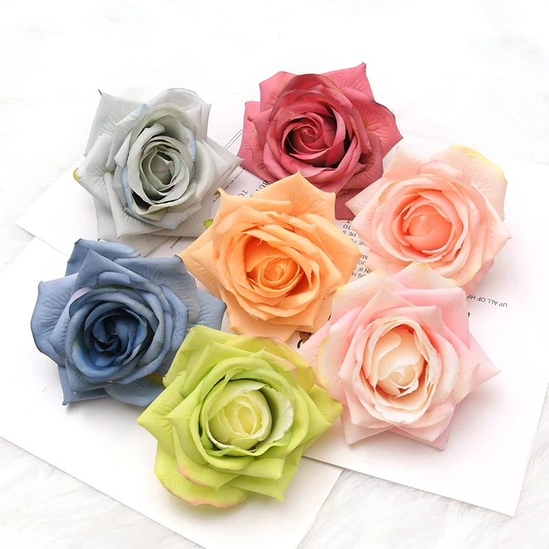 

30PCS/8cm Gem Rose Artificial White Rose Silk Flower Heads DIY Wedding Birthday Party Decoration Scrapbooking Craft Fake Flowers
