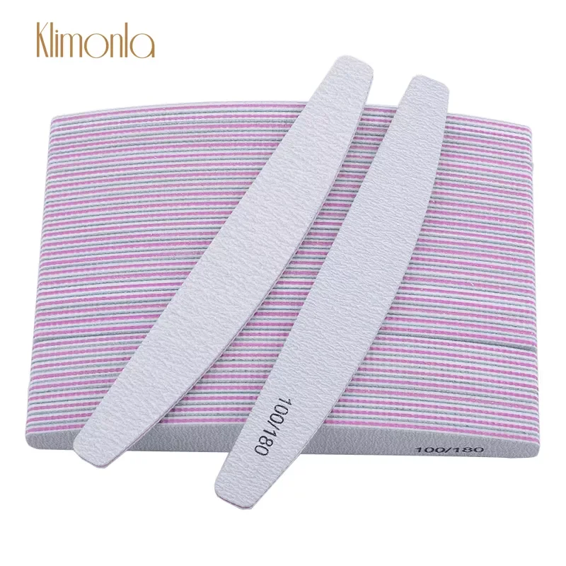 

50pcs/lot 100/180 Grits Nail Sanding File Buffing Polish Block Half Moon Nail Polishing Files Pedicure Manicure Nail Salon Tools