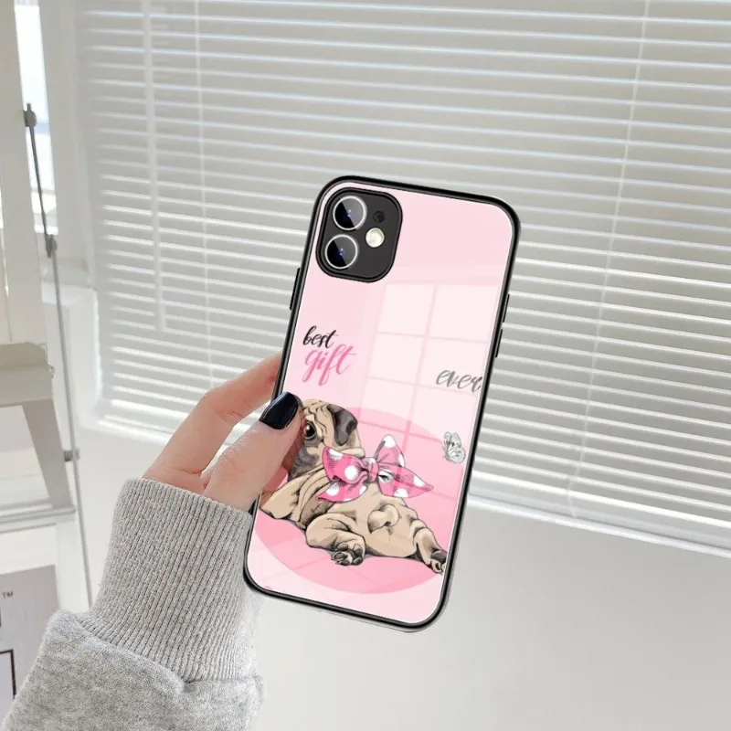 Cute Animal Terrier dog  Phone Case Glass 14 13 11 12 Pro 8 7 Plus X 13 Pro MAX XR XS MINI Black Covers