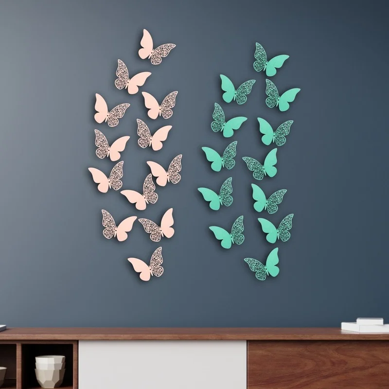 

24pcs 3D Hollow Butterfly Wall Sticker For Home Decoration DIY Wall Stickers For Kids Rooms Party Wedding Decor Butterfly Fridge