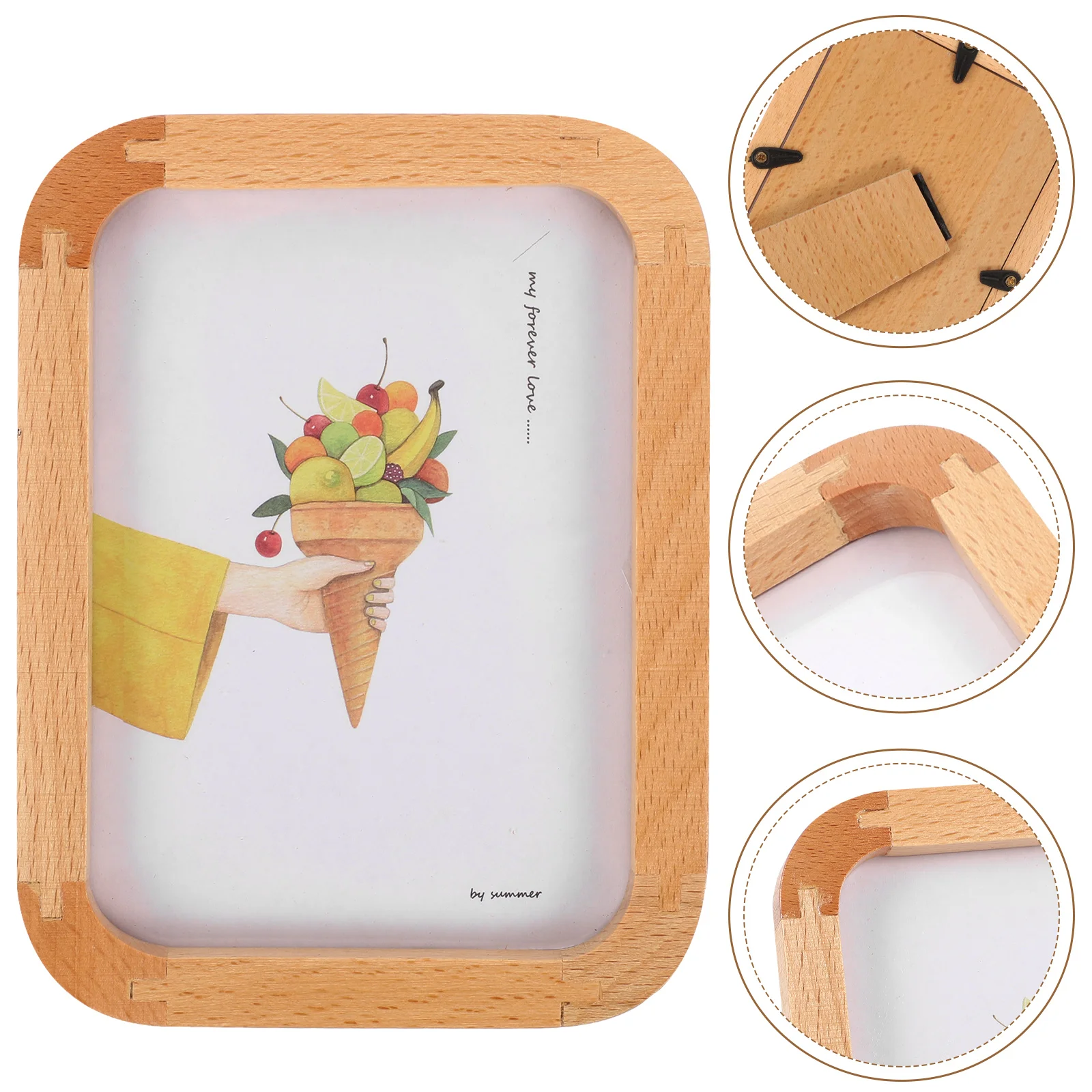 

Wood Picture Frame Round Corner Photo Frame Desktop Display Picture Frame
