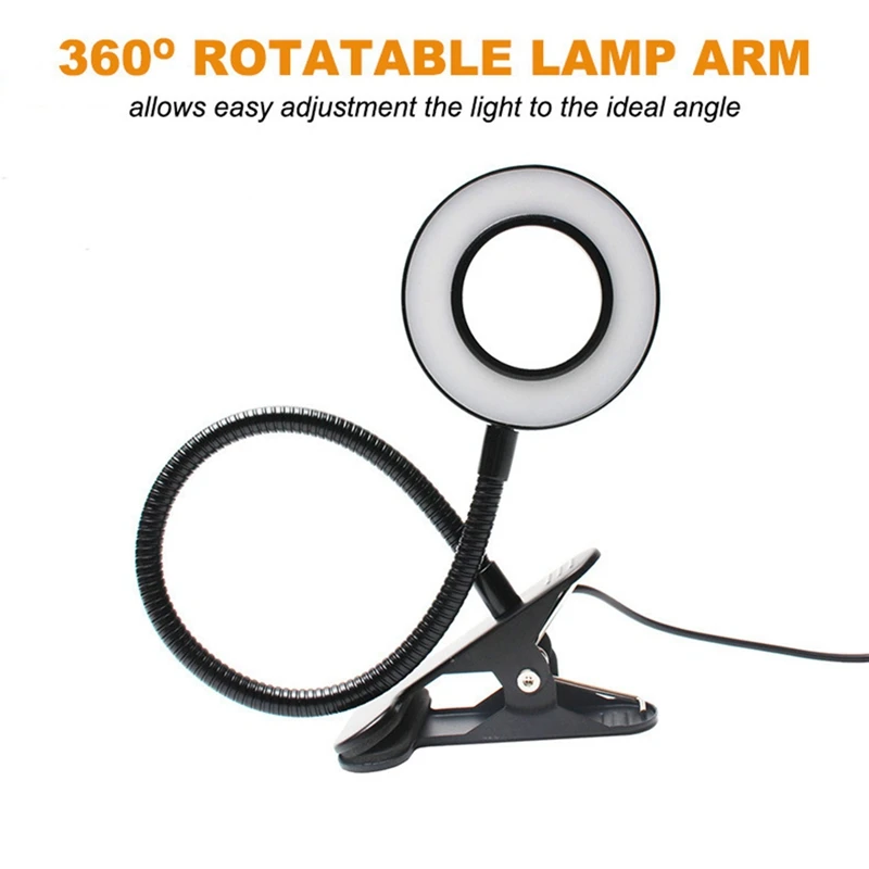 

48 LED Desk Lamp Clip On Desk Lamp 360°Flexible Reading Table Light For Bed Desk Workbench -A