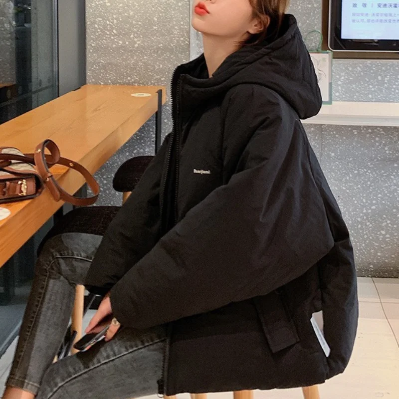 Winter Down Jacket 2023 Women Hooded Coat Female Thick Cotton Padded Ladies Overcoat Solid Colors Hoodies New Casual Loose Parka