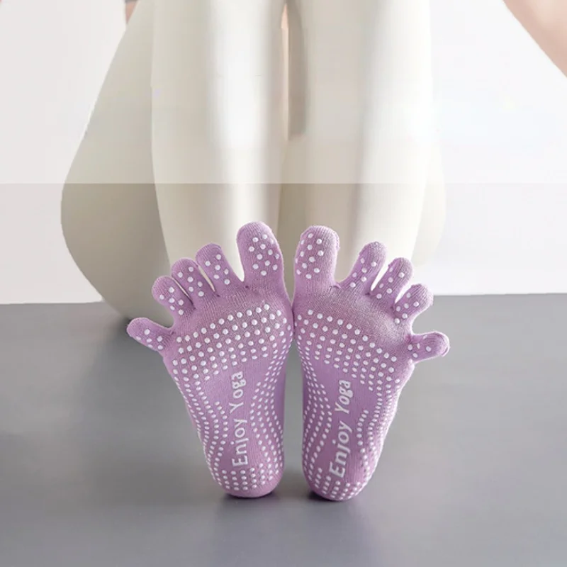 

Носки для йоги с пятью пальцами носки средней длины Нескользящие хлопковые впитывающие пот дышащие спортивные носки для пилатеса фитнеса