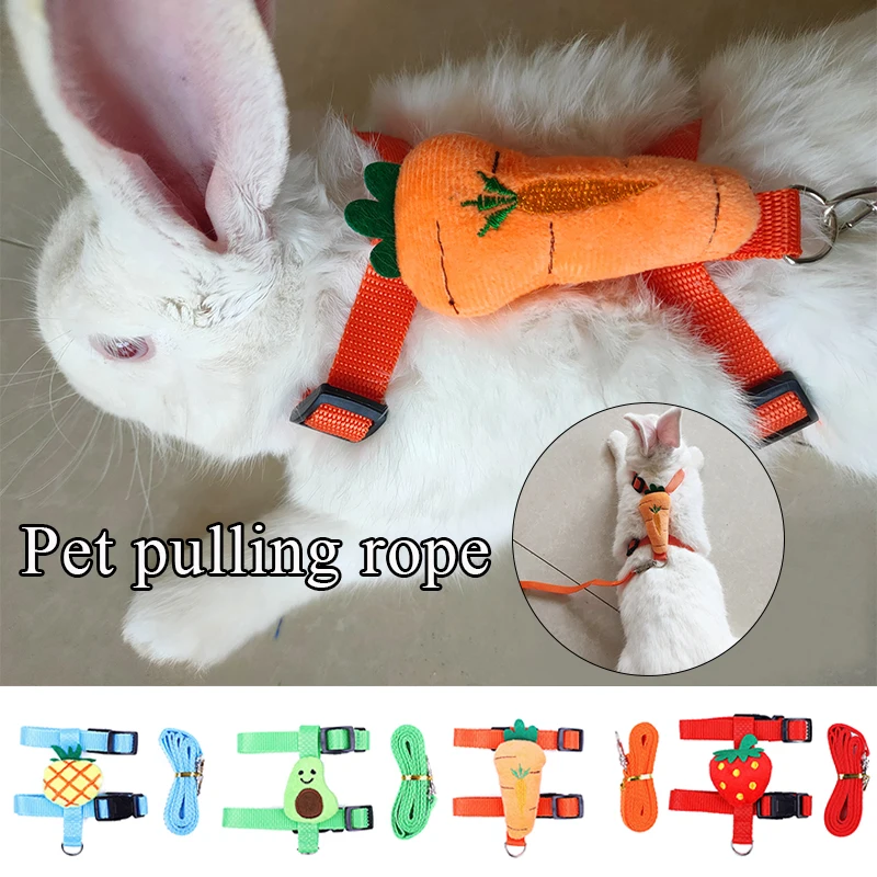 

1PC Cute Rabbit Adjustable Soft Harness With Safe Buckle Small Pet All Body Harness Leash For Guinea Pig Walking Lead Rope