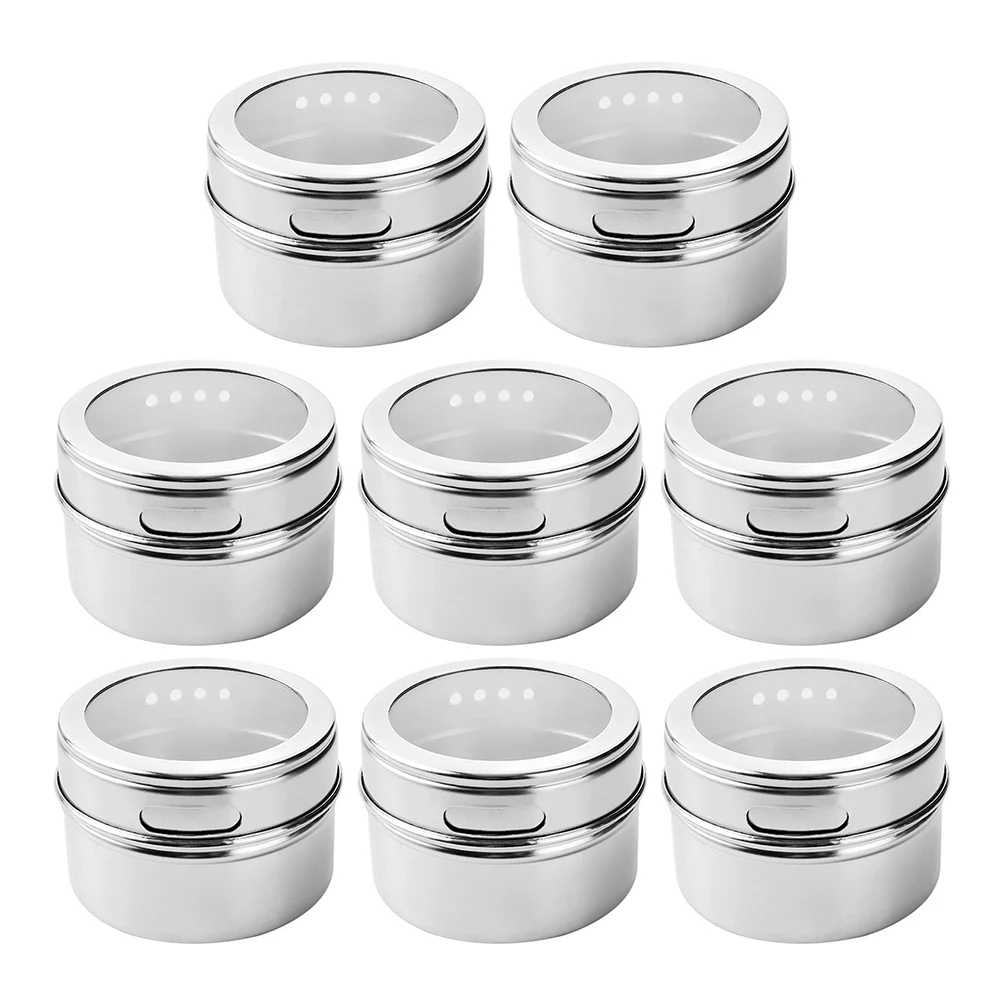 

8 Pcs Cinnamon Magnetic Spice Jar Travel Powder Dispenser Kitchen Jars Stainless Steel Container