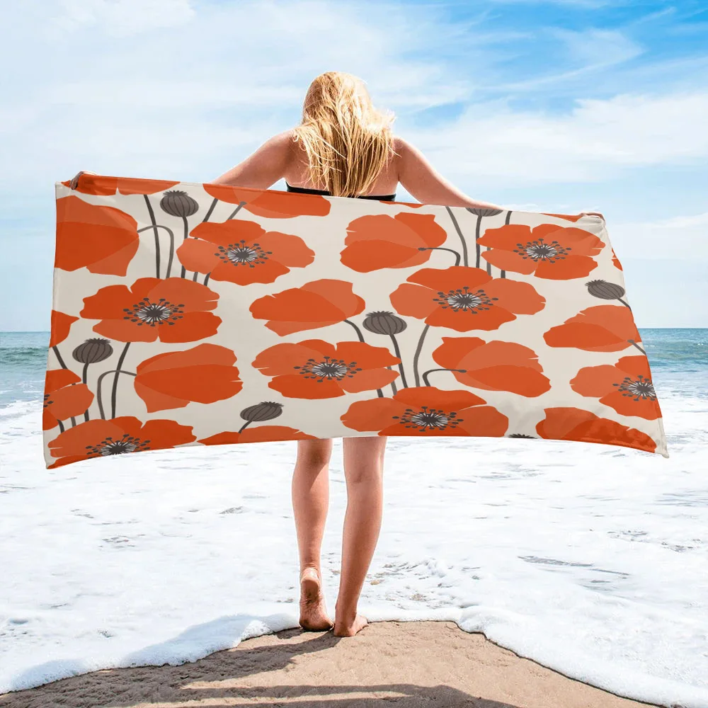

Пляжное полотенце с абстрактным цветочным рисунком красного мака