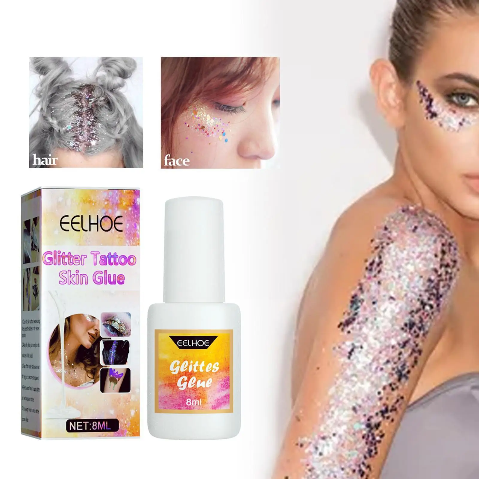 

Face Body Painting Eye Makeup Glitter Glitter Skin Decorations Tattoo Friendly Body Glitter Skin Glue Glue Tattoo White H4q3