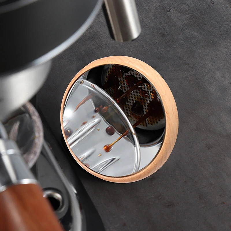 

Espresso Lens Flow Rate Observation Wooden Base Magnetic Coffee Tampering Reflective Mirror for Cafe Machine Tool wooden base