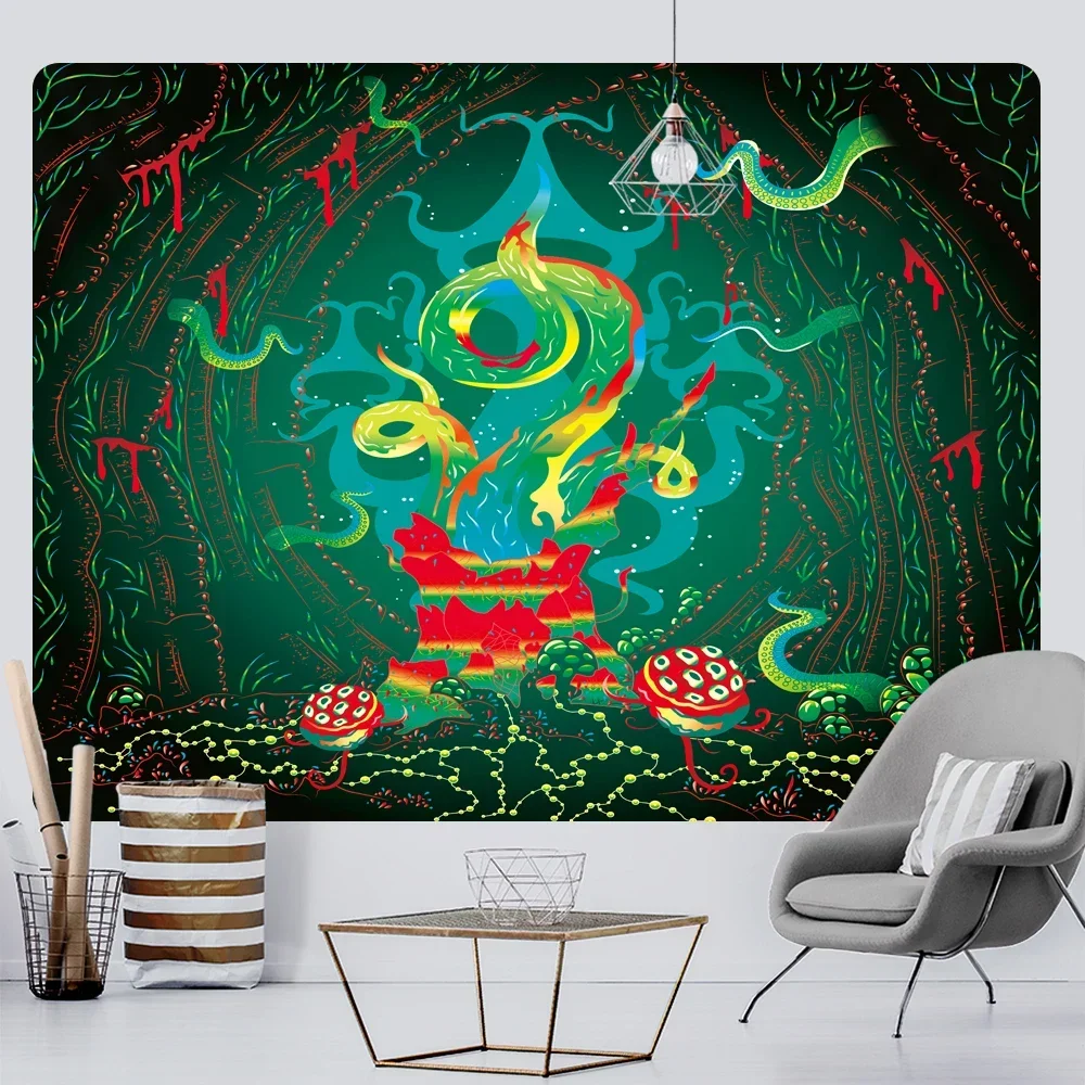 Грибная психоделическая сцена украшение дома художественный гобелен хиппи