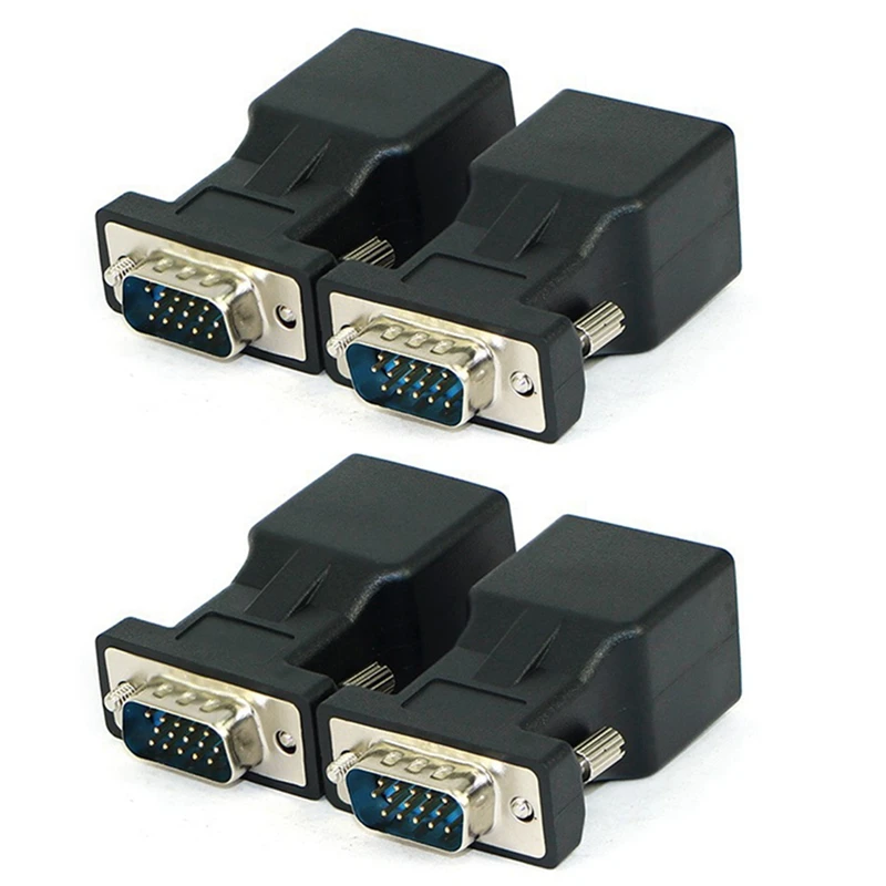 

4 шт./упаковка, переходник для сетевого кабеля VGA типа «папа» на RJ45, CAT5, CAT6, 20 м
