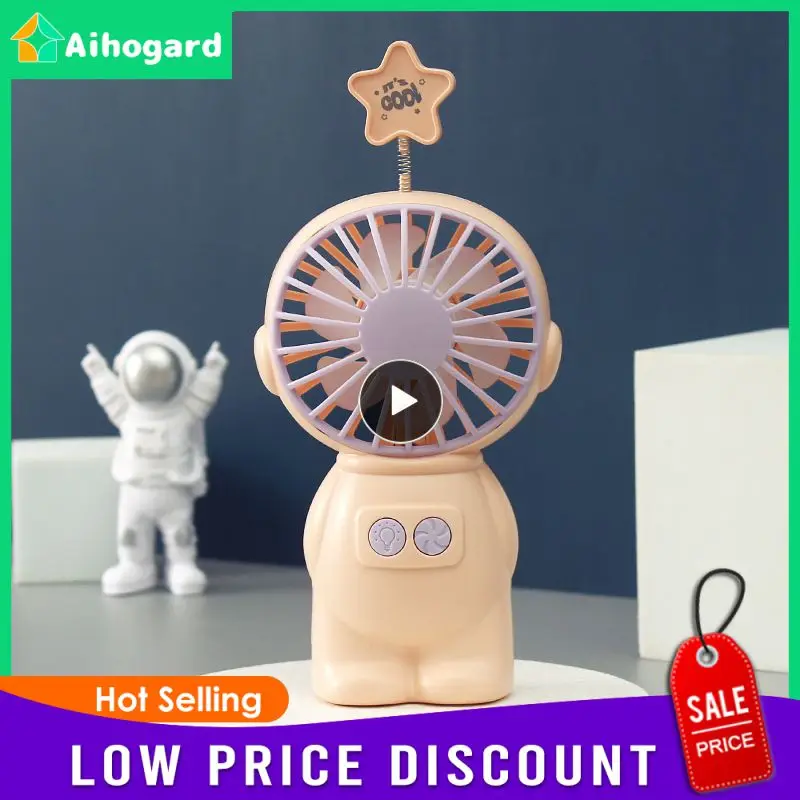 

Usb Rechargeable Cooling Fans Ceiling Fan With Remote Control Desktop Fan Creative Mesh Cover Handheld Fan Summer Gift Astronaut