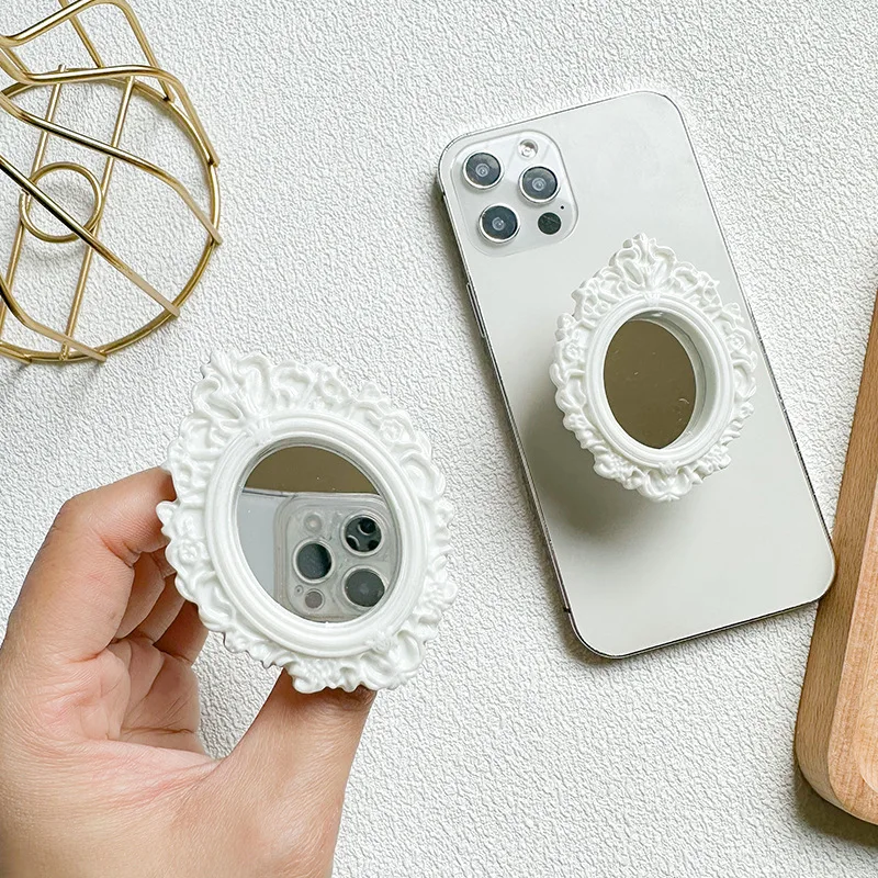 

1pcs,DIY Mobile Phone Holder Solid Color Makeup Mirror Rotatable Telescopic Ring Grip Tok Folding Finger Stand Socket Grip Tok