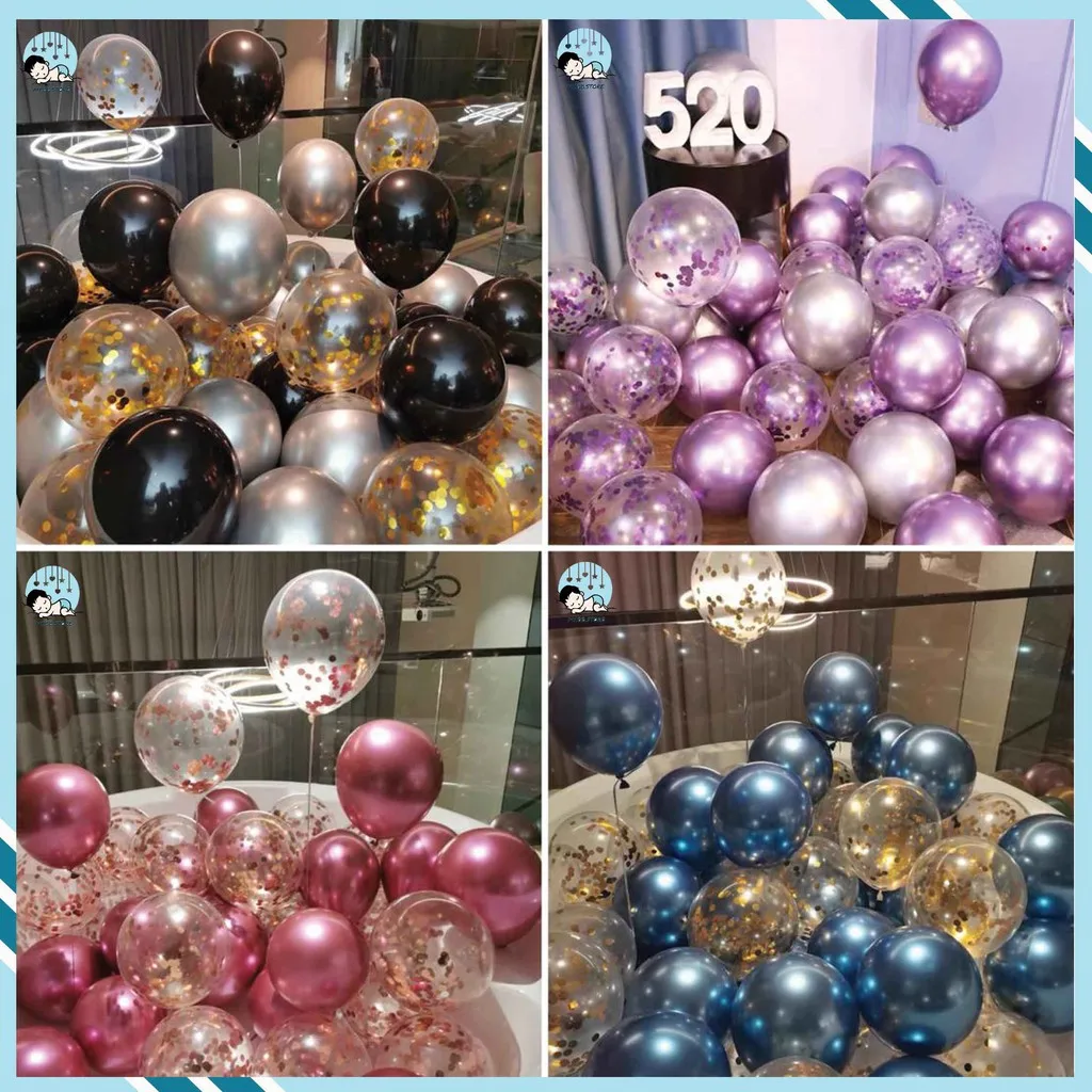 

[READY STOCK] 30pcs 12" Confetti Metallic Latex Balloon Purple,Green Blue,Red-Birthday Event Decoration Balloons