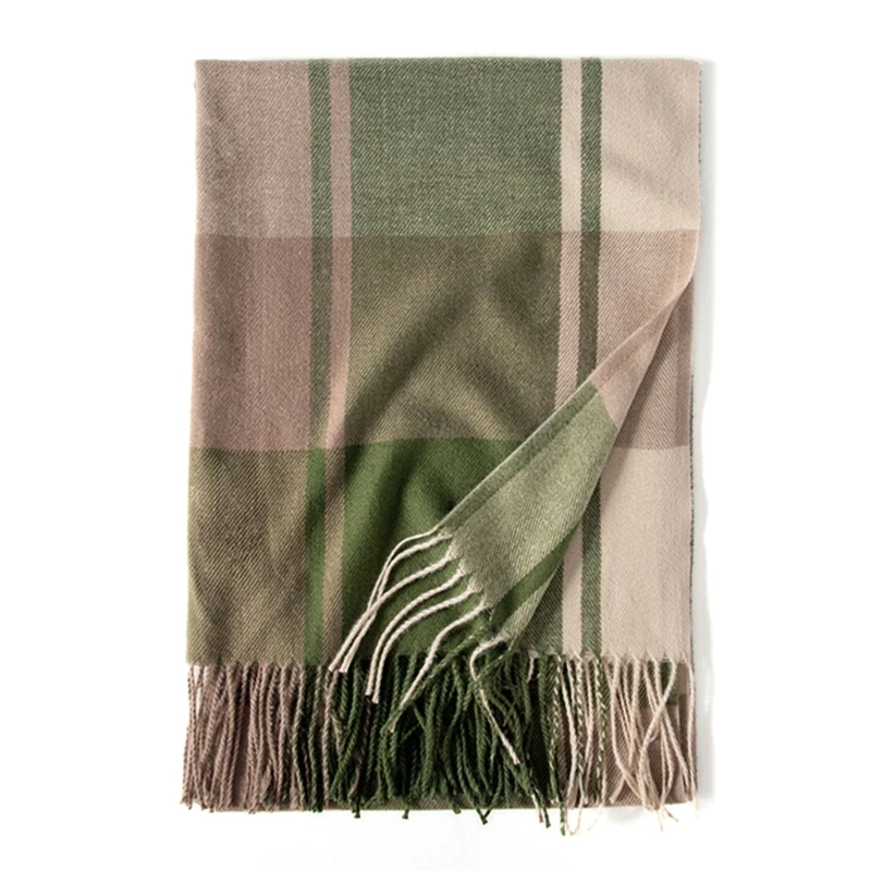 

Scarfs for Women Winter Warm Scarf Classical Plaid Tassel Edge Oversized Soft Scarves Large Knitted Wrap Shawl DXAA