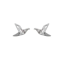 925 sterling silver thousand paper crane stud earrings womens delicate small earrings simple design earrings