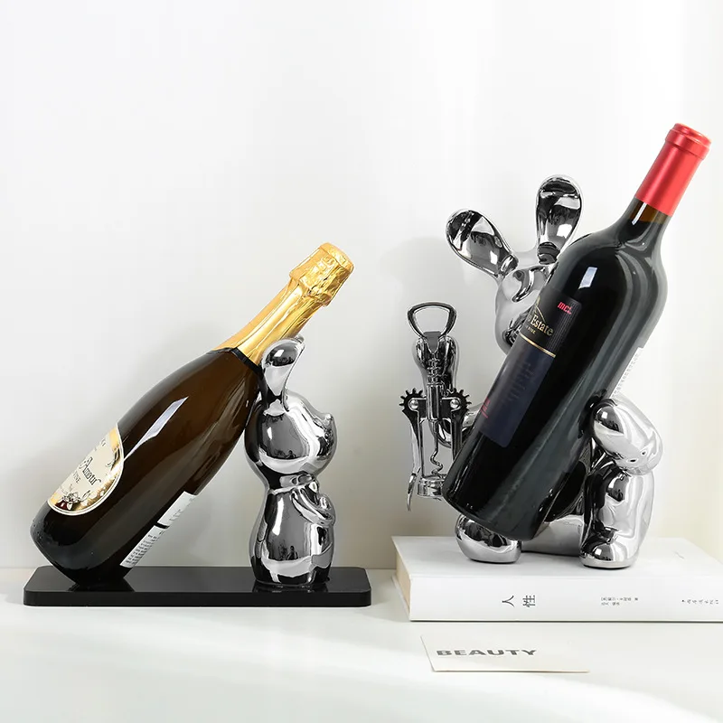 

Scandinavian Light Luxury Wine Rack Dining Table Decorations Wine Cabinet Ornaments Bear Multifunctional Shelf Ornaments