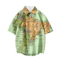 2022 summer mens clothing world map print basic short sleeve beach hawaii street fashion shirts chic fresh cool easy dry tops