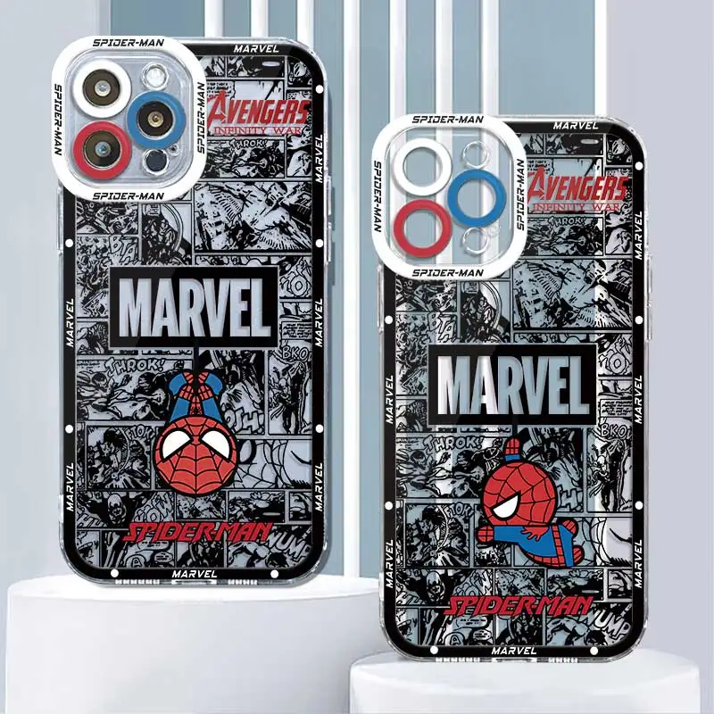 Прозрачная фотография для Oppo A95 A93 A76 A74 A55 A54 A53 A35 A31 A9 A16 A15 A12 A7 F11 F17 F19 RENO 5 6 Marvel Человек-паук Железный человек Капитан