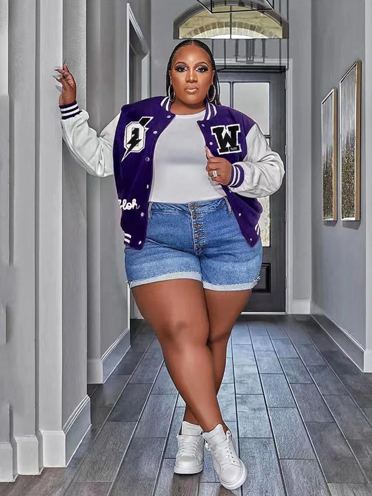 Plus Size Outwears Winter Baseball Jacket Women Top Coat External Clothing with Large Sizes Bomer Jacket Wholesale Dropshipping
