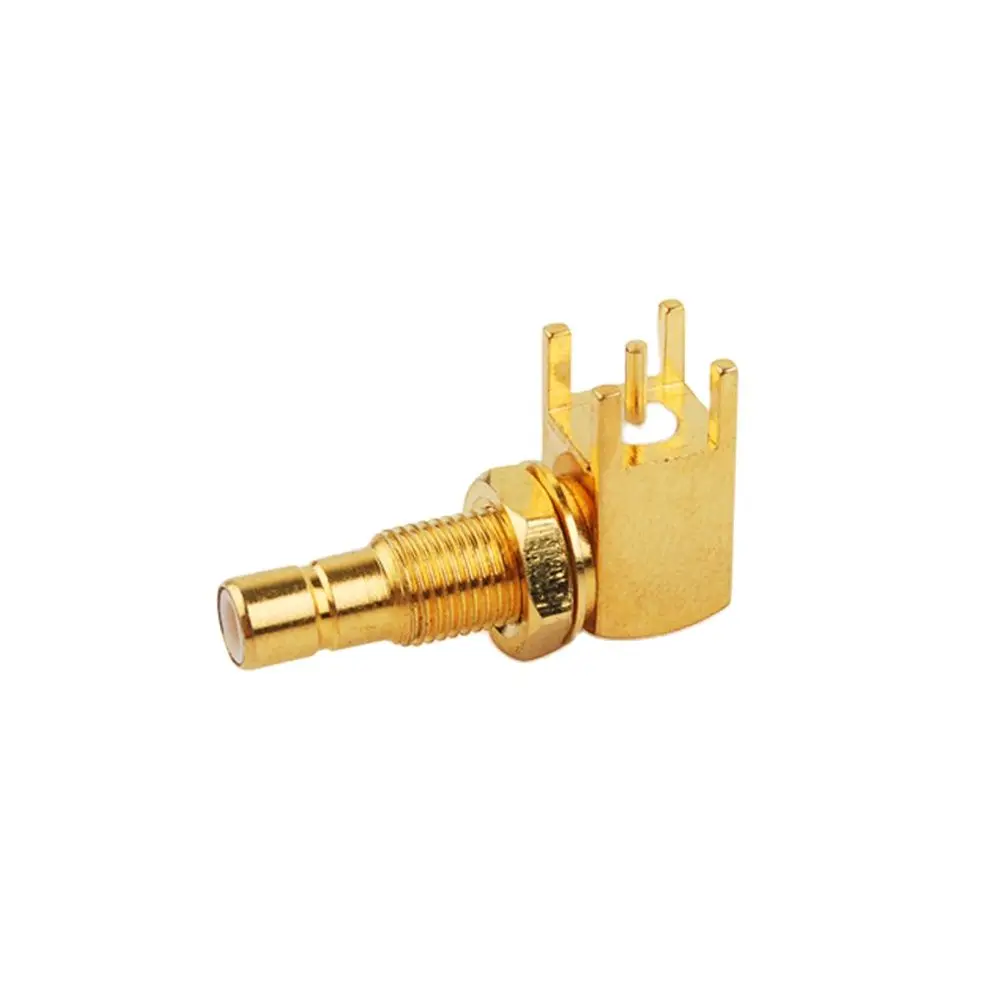 

Eightwood SMB RF Coaxial Connector 50 Ohm Thru Hole Jack Male Pin Right Angle Bulkhead PCB Mount Adapter 5PCS