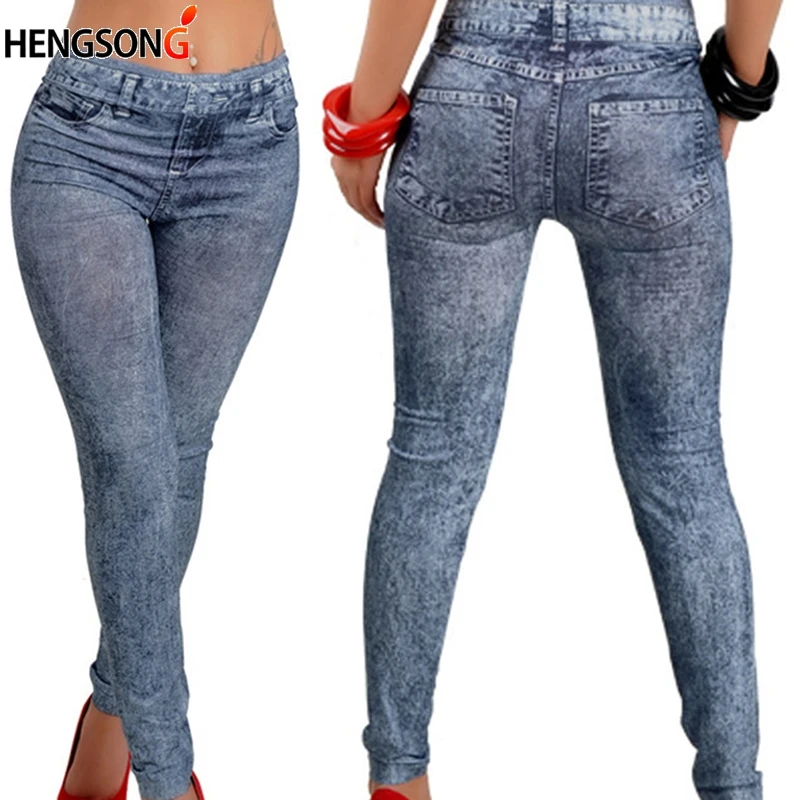 

New Fashion Push Up Leggings Women Slim Jeggings Legins Stretch Elastic Pencil Leggings Jeans Denim High Waist Leggings