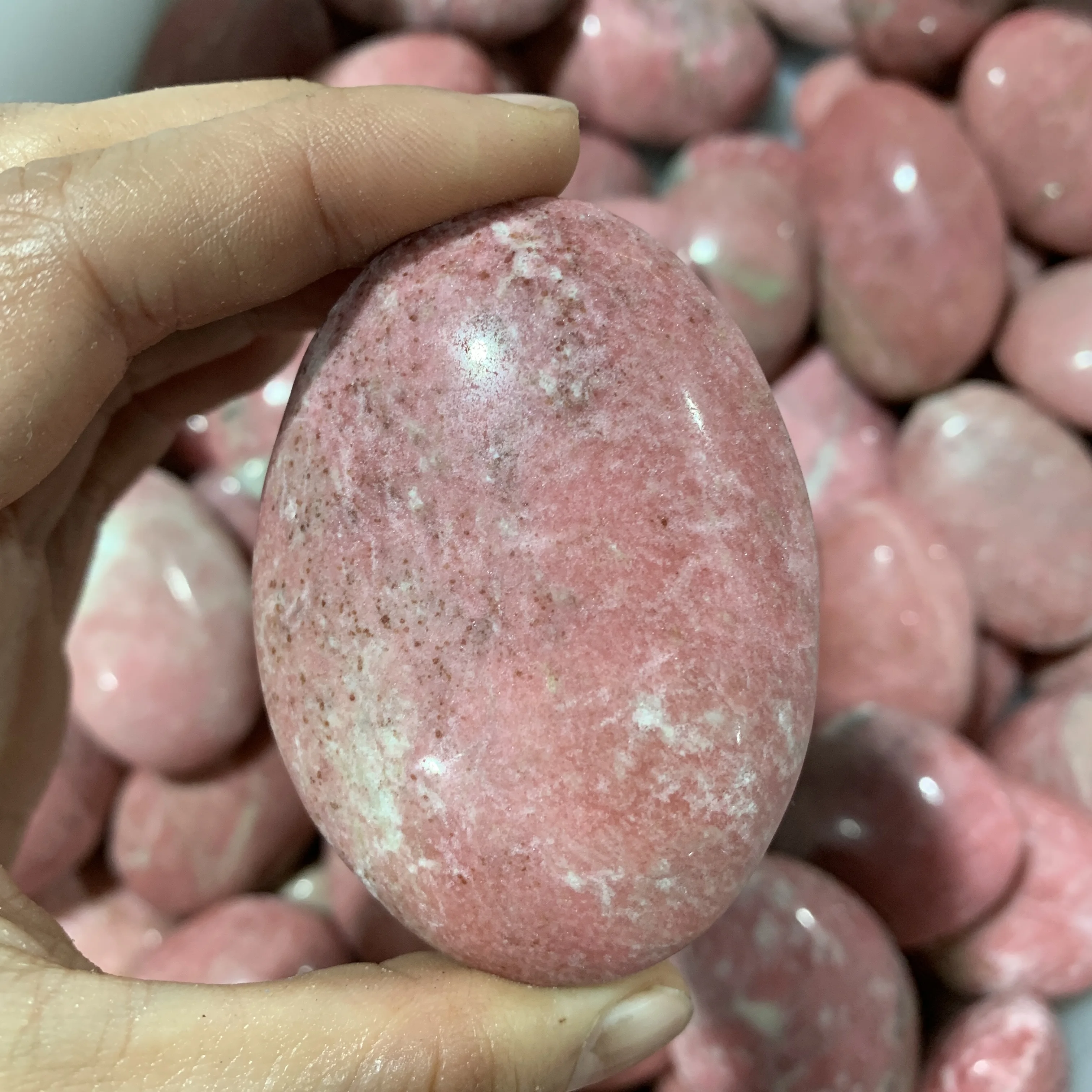 

Natural American red Rhodonite Oval Polished Worry Stones Palm Pocket Healing Crystal Massage Energy Stones