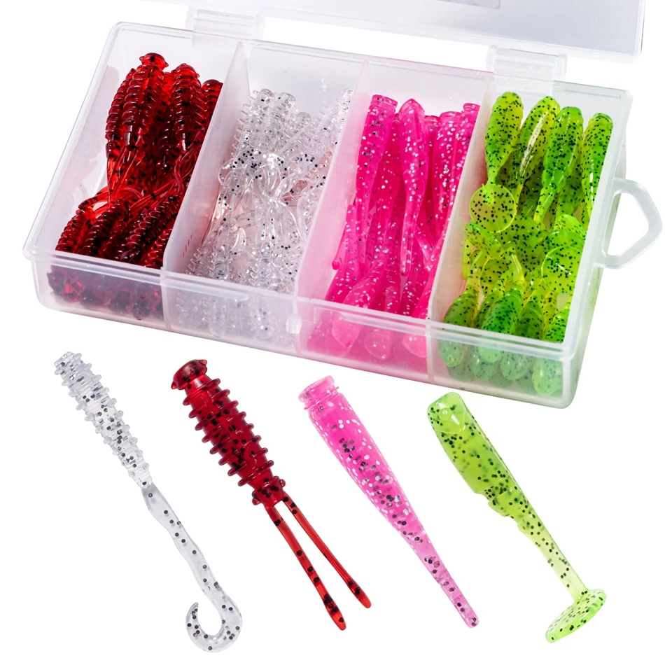 

Goture 80pcs/lot Soft Fishing Lure Kit 3.6cm-5.5cm 0.4g-0.7g for Crappie Fishing Lures Set with Box Winter Fishing Accessories