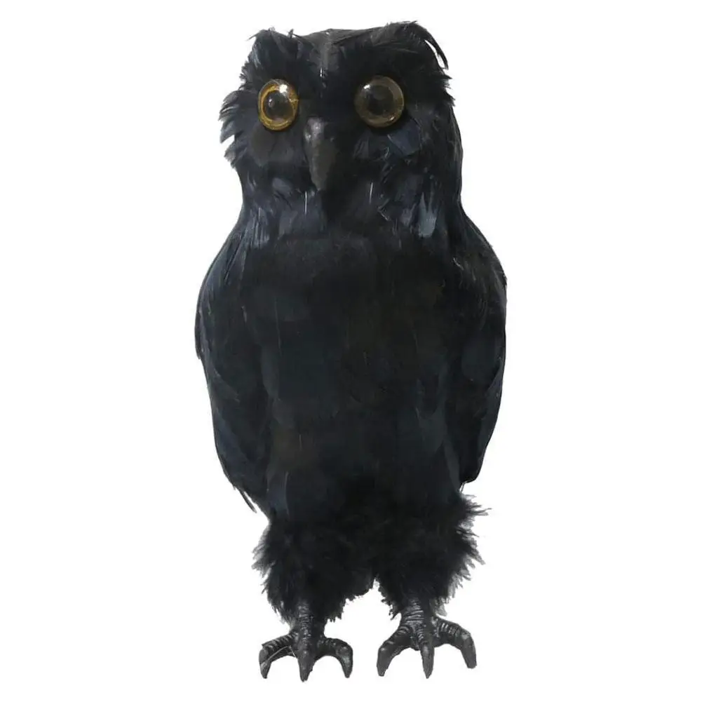 

Artificial Owl Bird Feather Realistic Fake Owl Crafts Decorations Accessories For Home Decor Black