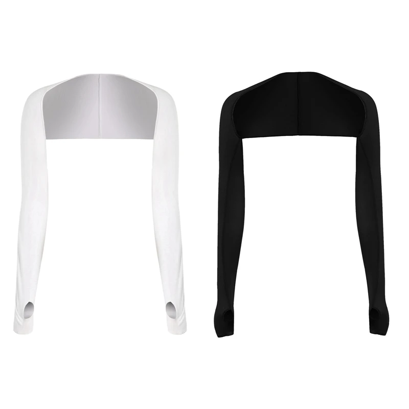 

2 шт. охлаждающая шаль, рукава, Солнцезащитная УФ-защита с отверстием для пальцев для гольфа, вождения, верховой езды, рыбалки, белый и черный