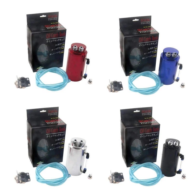 

Aluminum Reservoir Oil Catch Can Tank 2-Port Baffled Reservoir Breathable Kettle LX0E