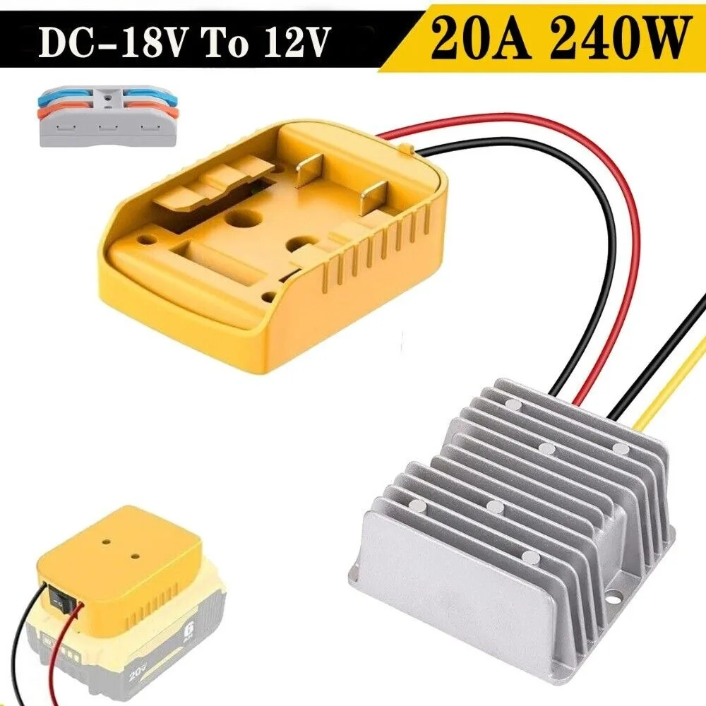 

20A 240 Вт понижающий преобразователь постоянного тока 20 В до 12 В DIY для Dewalt 20 в литий-ионной батареи инвертор колеса инвертор понижающий регулятор напряжения