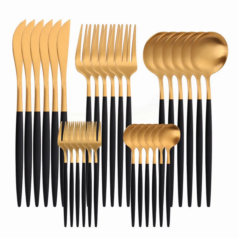 

Pink Silver Forks Spoons Knifes Dinnerware Set Matte Kitchen Dinner Set Stainless Steel Cutlery Set Silverware Tableware 30Pcs
