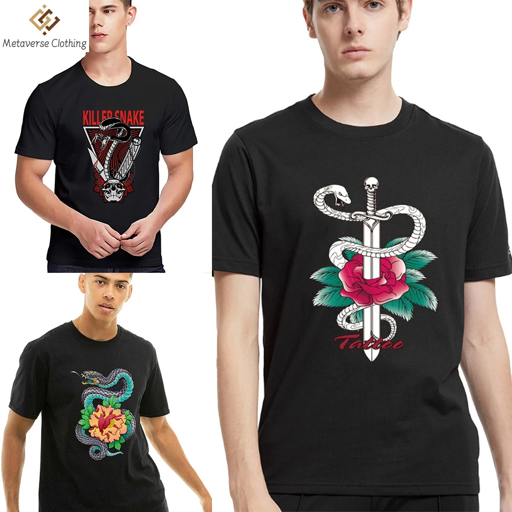 

Summer Tees Men Short Sleeve Cobra Printing T-Shirt Mens Hip Hop Casual Pullover Mens T Shirt for Men New Streetwear O-neck Tops