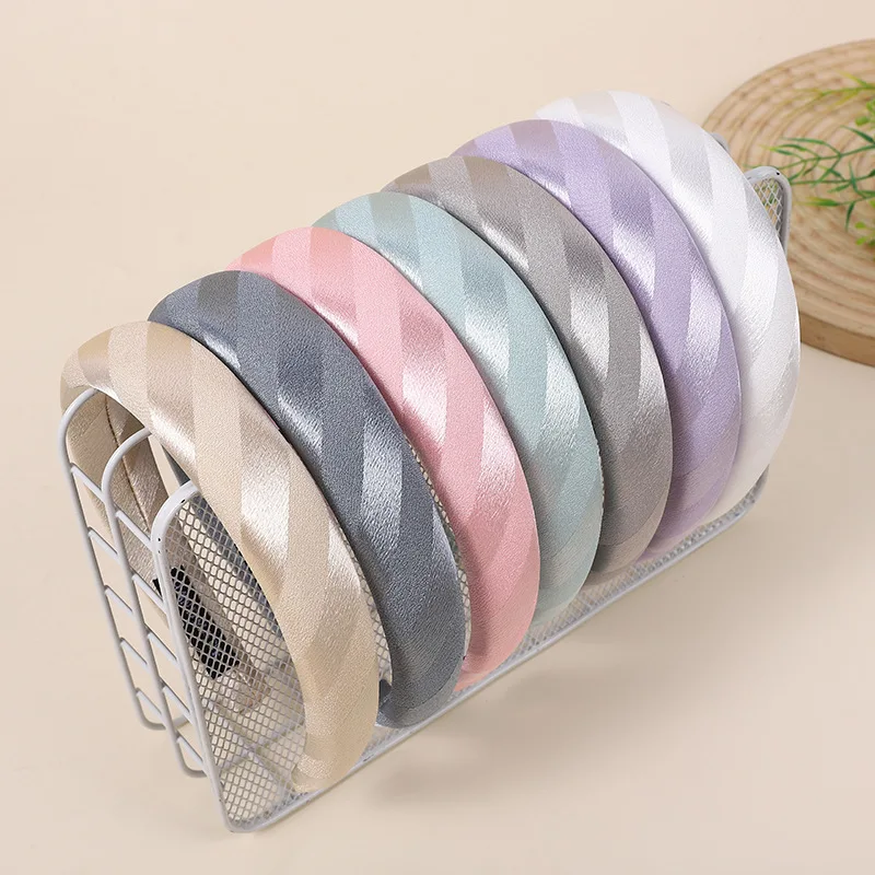 

Satin Gradient Hairband Wide Edge Sponge French Simple Wide Face Wash Hair Band Korean High Skull Top Style Hair Accessories