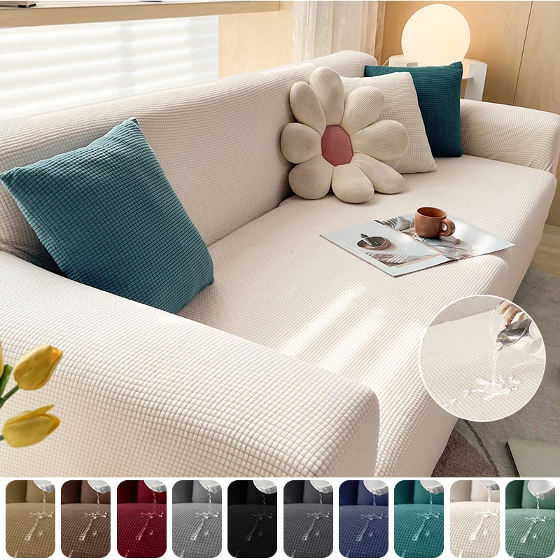 Waterproof Fabric Sofa Cover Stretch L-Shaped Corner Sofa Cover Anti-dirty Plaid Armchair Sofa Covers For Living Room Home Hotel