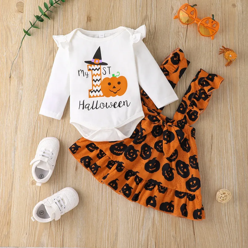 

2021 Winter Children Sets Long Sleeve O Neck Christmas Style Orange Sweater Cute 2Pcs Roupa Infantil Menina Clothes Sets 0-2T