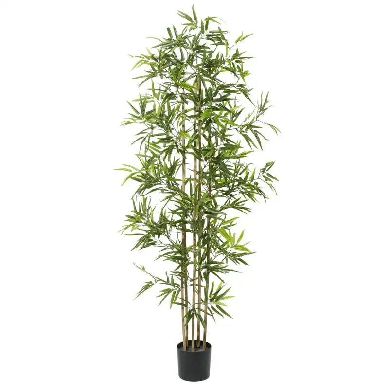 

Bamboo Artificial Tree with Black Plastic Pot, by